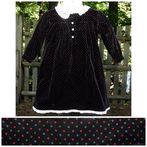 VTG Little Girls Black Velvet Party Holiday Chris… - image 9