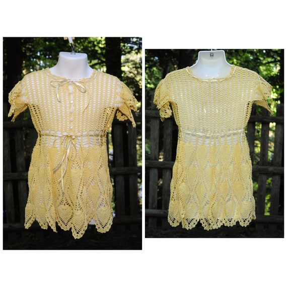 Vintage 60's / Little Girls Gold Pineapple Croche… - image 10