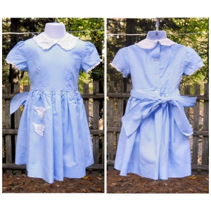 VTG 50&#39;s 60&#39;s / Girls Textured Blue & White Eyelet Party Dress / Church Wedding / Size 24M/2T