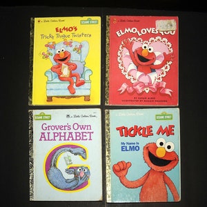 VTG Little Golden SESAME Street Books Lot of 4 / Sesame Street ELMO & Grover Stories / 1970&#39;s-1990&#39;s