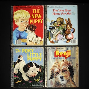 VTG Little Golden DOG Books Lot of 4 / Puppy & Dog Stories / Benji, New Puppy / 1960's 1980's