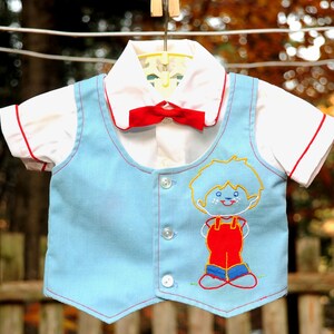 VTG 80&#39;s / Baby Boys &#39;Formal&#39; Shirt (3 Piece Look) with Blond Boy Applique / 0-6 Month