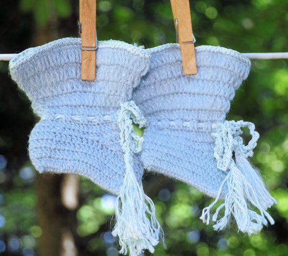 Vintage 60's / Baby Girls Wedgewood Blue Crochet … - image 3