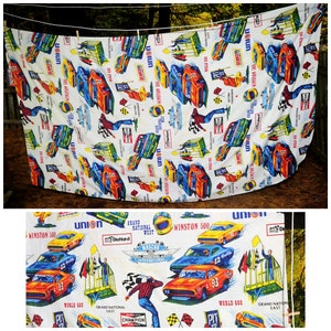 VTG 70&#39;s / NASCAR Sears Perma Prest Twin Bedspread / Daytona Firecracker Winston 500