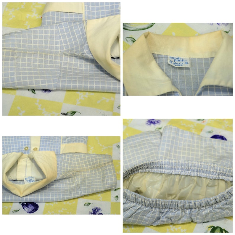 6-9 Baby Shower Gift VTG 50/'s Baby Boys Blue /& White Short Set Outfit Windowpane Check 3-6