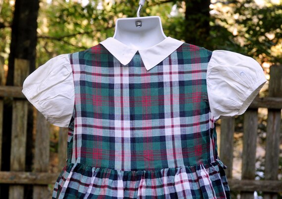 Vintage 50's 60s / Girls MacDonald Plaid Cotton S… - image 3