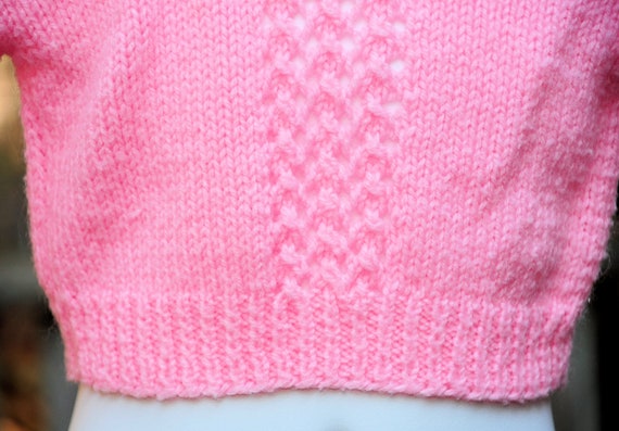 Vintage 80's / Baby Girls Handmade Bright Pink Kn… - image 4