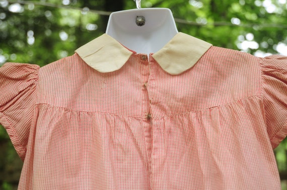 Vintage 60's / Toddler Girls Pink Gingham Cotton … - image 7