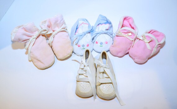 VTG 60's 70's / Baby Pink Bootie & Shoe Lot of 4 … - image 1