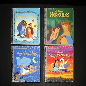 VTG Little Golden DISNEY Books Lot of 4 / Disney Heros - Hercules Aladdin Beauty Beast / 1990&#39;s