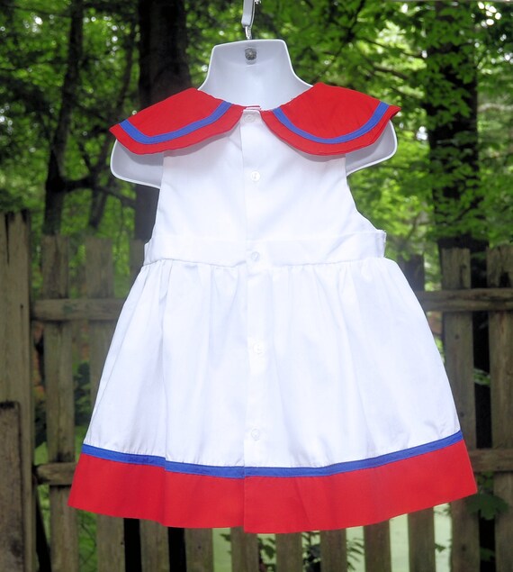 Vintage 80's / Little Girls 'Navy Girl' Sailor Dr… - image 5