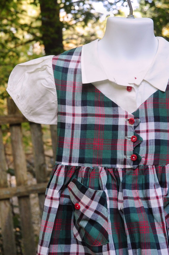 Vintage 50's 60s / Girls MacDonald Plaid Cotton S… - image 7