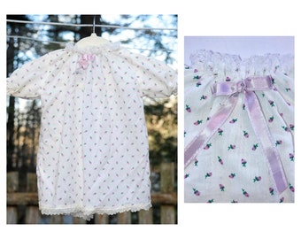 Camisón de algodón floral para niña, años 60, de 0 a 3 meses, vestido para muñeca