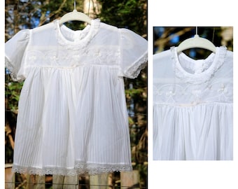 VTG 50's / Baby Girl White Nylon Dress / Baptism Christening Church Holiday / 3-6 Month