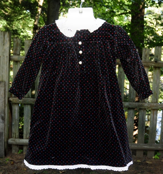 VTG Little Girls Black Velvet Party Holiday Chris… - image 2