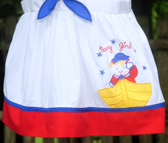 Vintage 80's / Little Girls 'Navy Girl' Sailor Dr… - image 4