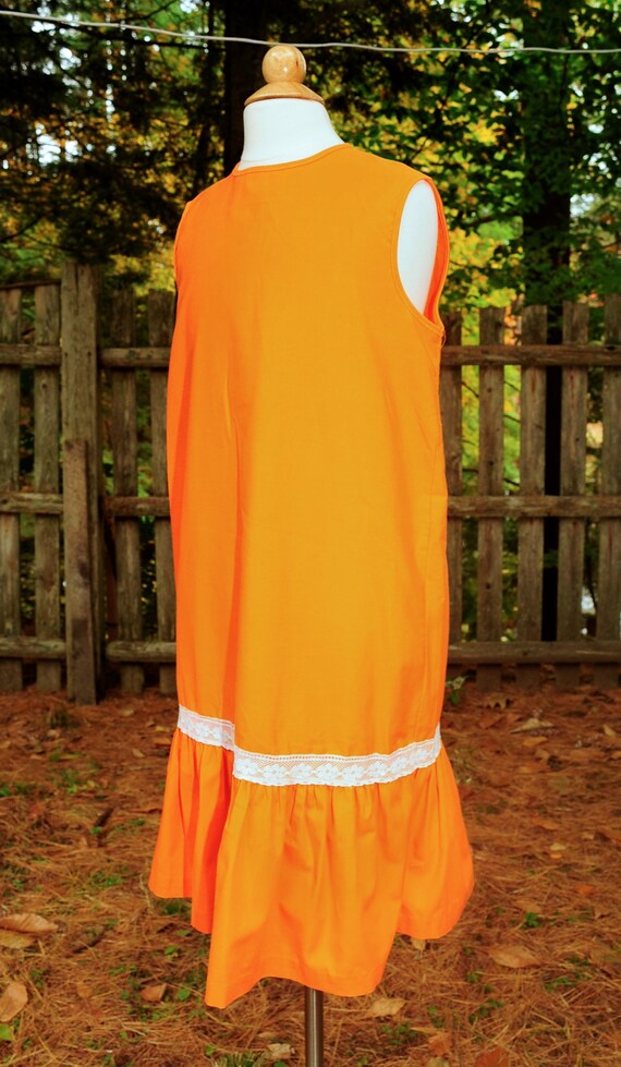 Vintage 1960's / Girls Bright Orange Cotton & Lac… - image 4