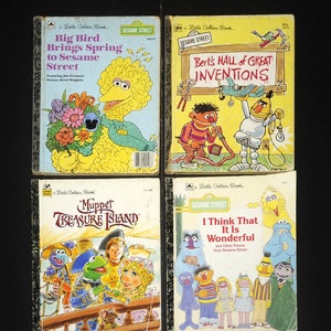 VTG Little Golden SESAME Street Books Lot of 4 / Sesame Street Bert & Ernie and Friends / 1980&#39;s - 1990&#39;s