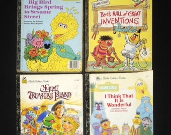 VTG Little Golden SESAME Street Books Lot of 4 / Sesame Street Bert & Ernie and Friends / 1980's - 1990's