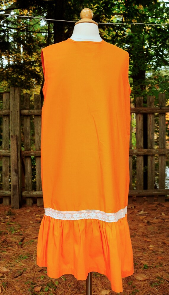 Vintage 1960's / Girls Bright Orange Cotton & Lac… - image 6