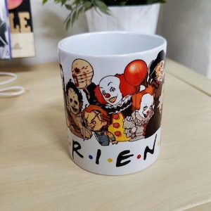 Killer Friends Mug – Horror Fanart with Freddy, Jason, Michael Myers | Creepy Friendship | Gift for Horror Lover – 11 oz