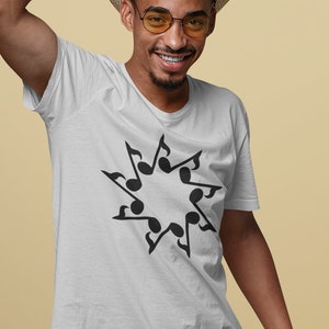 Note musicali Stella a nove punte - Baha'i Tee Unisex Jersey Maglietta a maniche corte