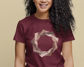 We Are One Human Family Nine Pointed Star Baha&#39;i Unisex Jersey Short Sleeve Tee