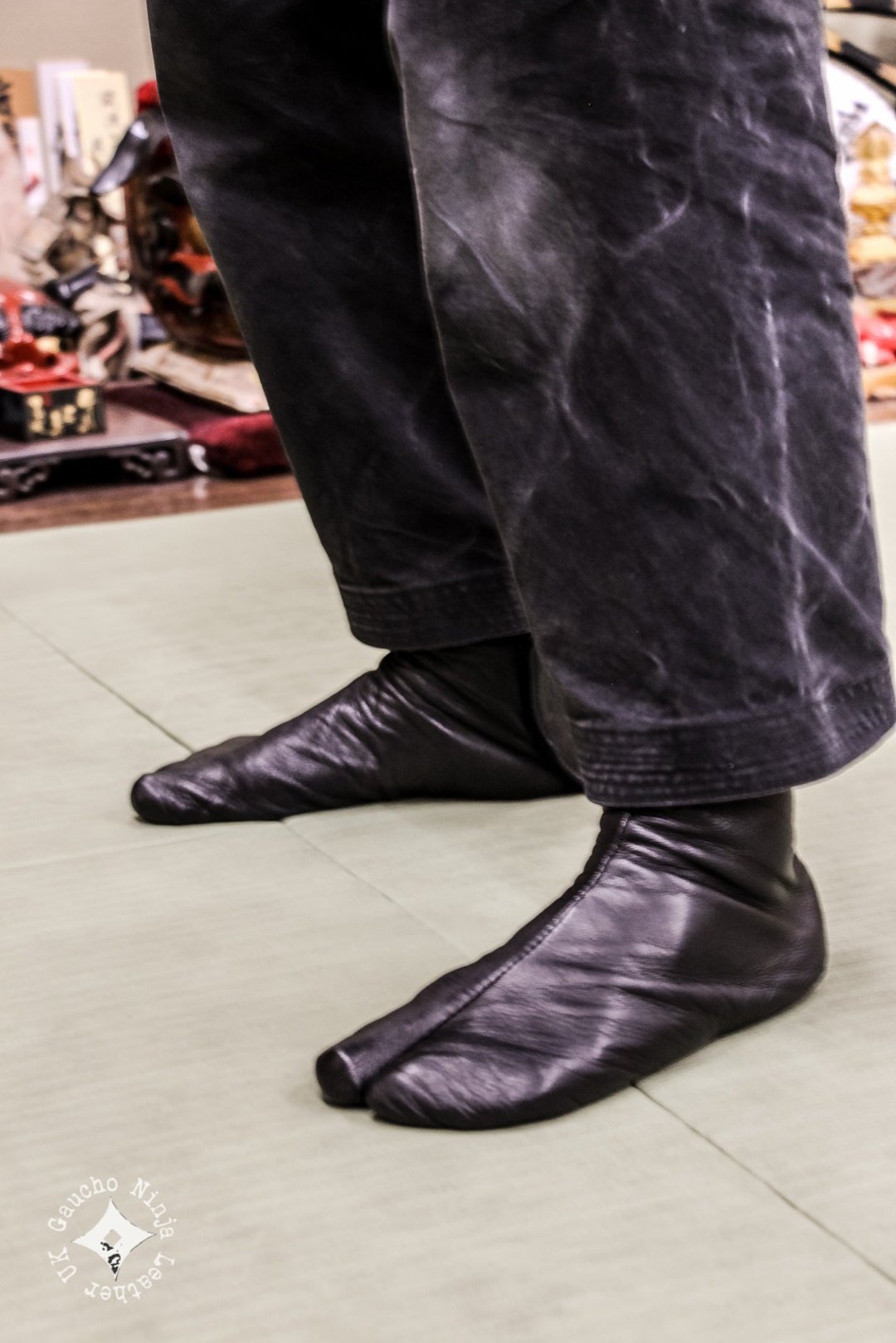 Ninja Soft Leather Tabi Black Leather Spanish Goat Leather Tabi