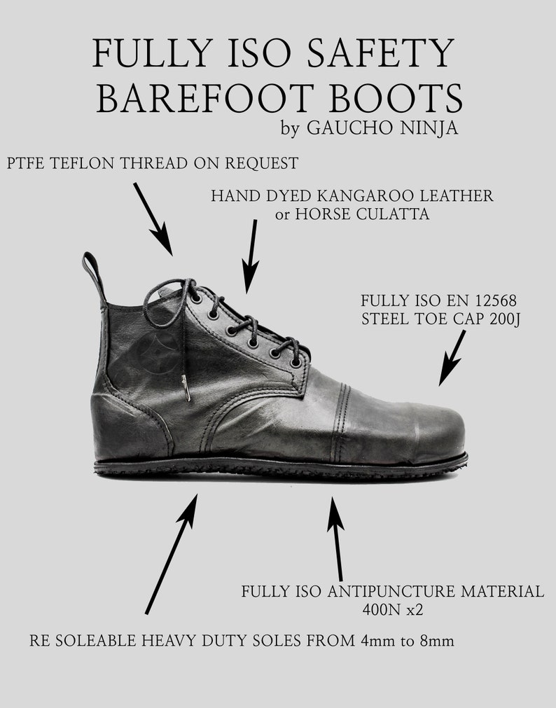 Carpenter's Boots Barefoot Safety Boots Minimalist footwear Fully ISO safety footwear with barefoot feeling image 1