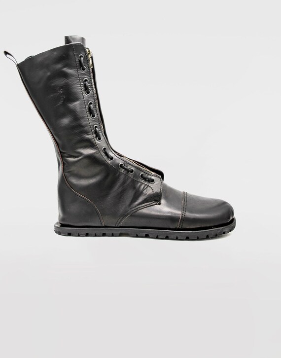 Kombat Boots Barefoot Boots Black Veg Tan Leather Handmade Shoes