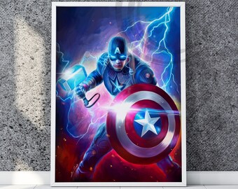 Captain America With Mjolnir Avengers Endgame Etsy