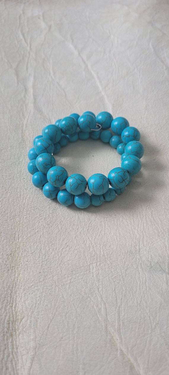 Beautiful round bead turquoise wrap around bracele
