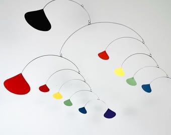 Kinetic Ginkgo Mobile: Mid-Century Modern Art, Primary Colors