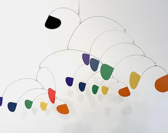 Extra Large Multicolor Hanging Mobile: Kinetic Art Sculpture