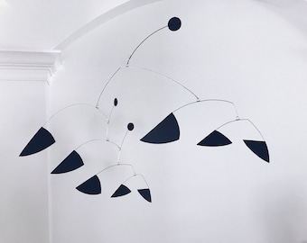Black Triangle Mobile: Mid Century Modern Hanging Sculpture