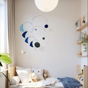 Mobile | hanging mobile | Small Triangle & Circles | blue and gray |  mid century modern
