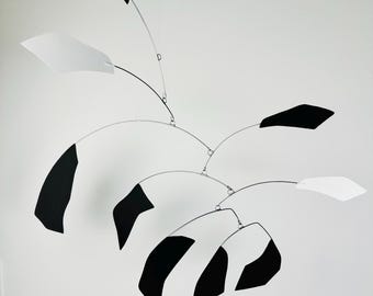 Abstract Black & White Mobile: Mid Century Modern Hanging Art