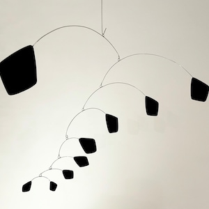 Black Diamond Hanging Mobile: Mid Century Modern Steel Art