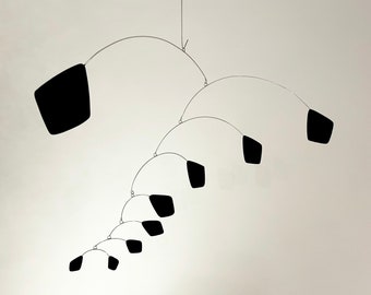 Black Diamond Hanging Mobile: Mid Century Modern Steel Art