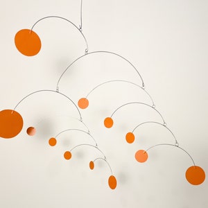 Orange Circles Mobile: Mid Century Modern Hanging Art