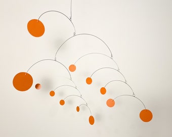 Orange Circles Mobile: Mid Century Modern Hanging Art