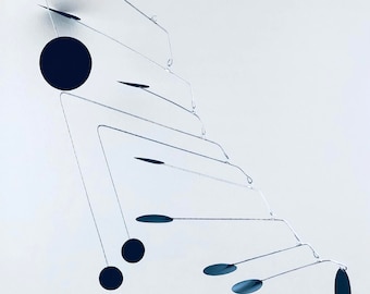 Perspective Mobile: Matte Black Metal Kinetic Art