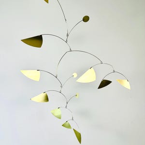 Mobile | hanging mobile | Brass Vertical Triangle Mobile | brass |  mid century modern