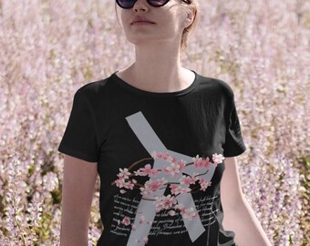 Unisex, Camisa de flor de cerezo, Camisa estética japonesa, Camisa de flores, Camisa floral, Kanji, Poder, Camisa de flor, Camiseta de flor japonesa, Camisa pastel