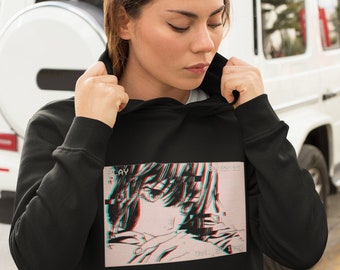 Anime Vaporwave Hoodie, Harajuku Streetwear, Yami Kawaii Goth