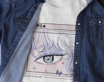 Camiseta de ojos de anime kawaii, camiseta Harajuku Egirl Vaporwave