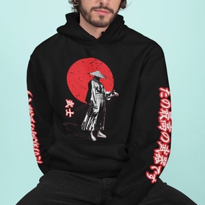 日本のサムライパーカー、日本のストリートウェアパーカー、スウェットシャツ、日本の服、美的パーカー、日本の伝統、刀、ユニセックスパーカー