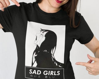 Sad Girls Japanese Aesthetic Vaporwave Kawaii Shirt / Yami Kawaii, Pastel Goth, Pastel Grunge, Anime Vaporwave, Japanese, Unisex Shirt