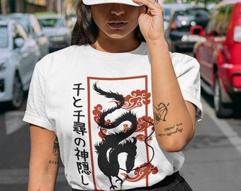 Unisex Short Sleeve Tee, Dragon Shirt - Dragon T-shirt, Aesthetic Shirt,Japanese,Aesthetic Clothing,Dragon Print,Chinese,Harajuku,Streetwear