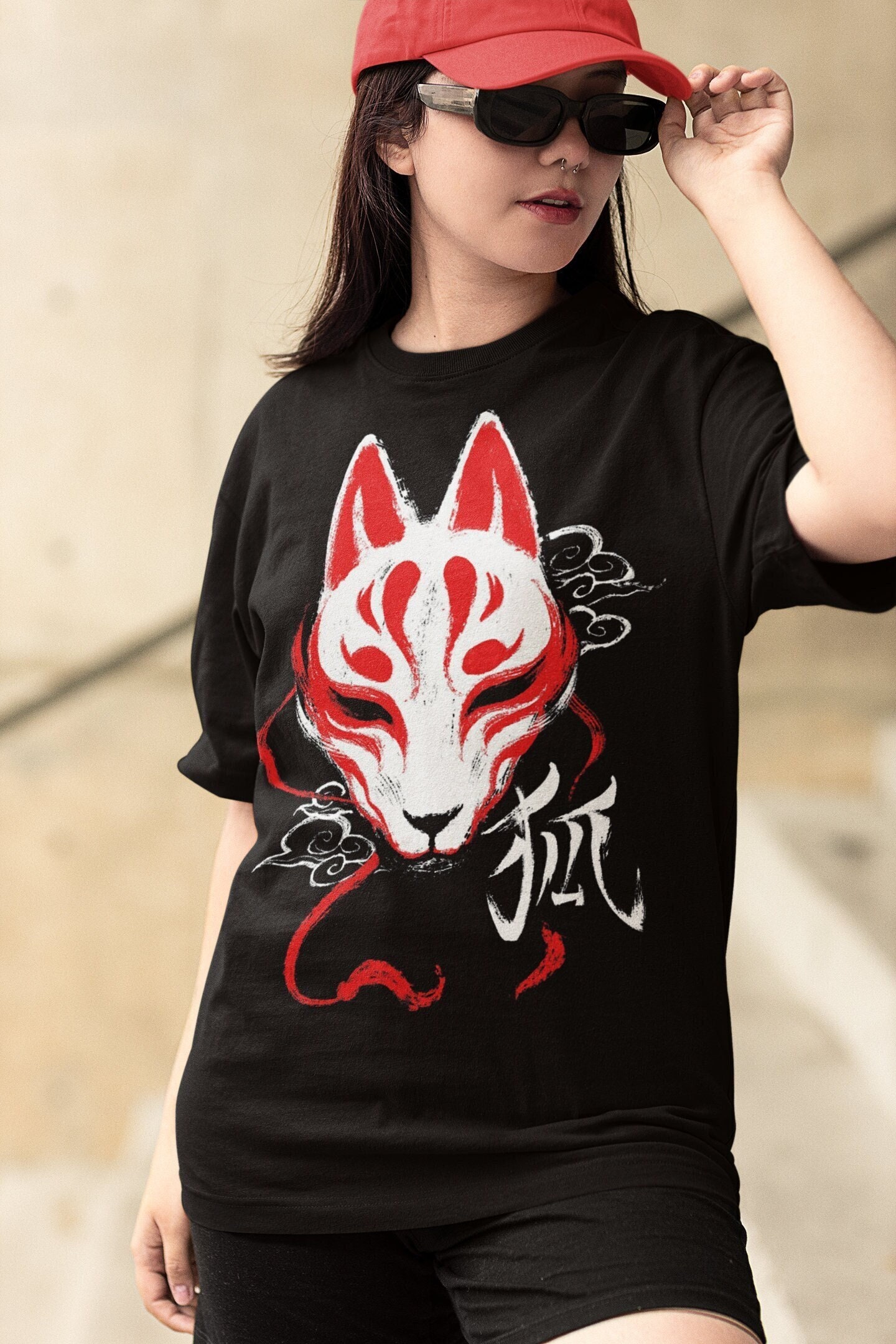 Kitsune Mask T-shirt - Japanese Fox Tee - Traditional Tokyo